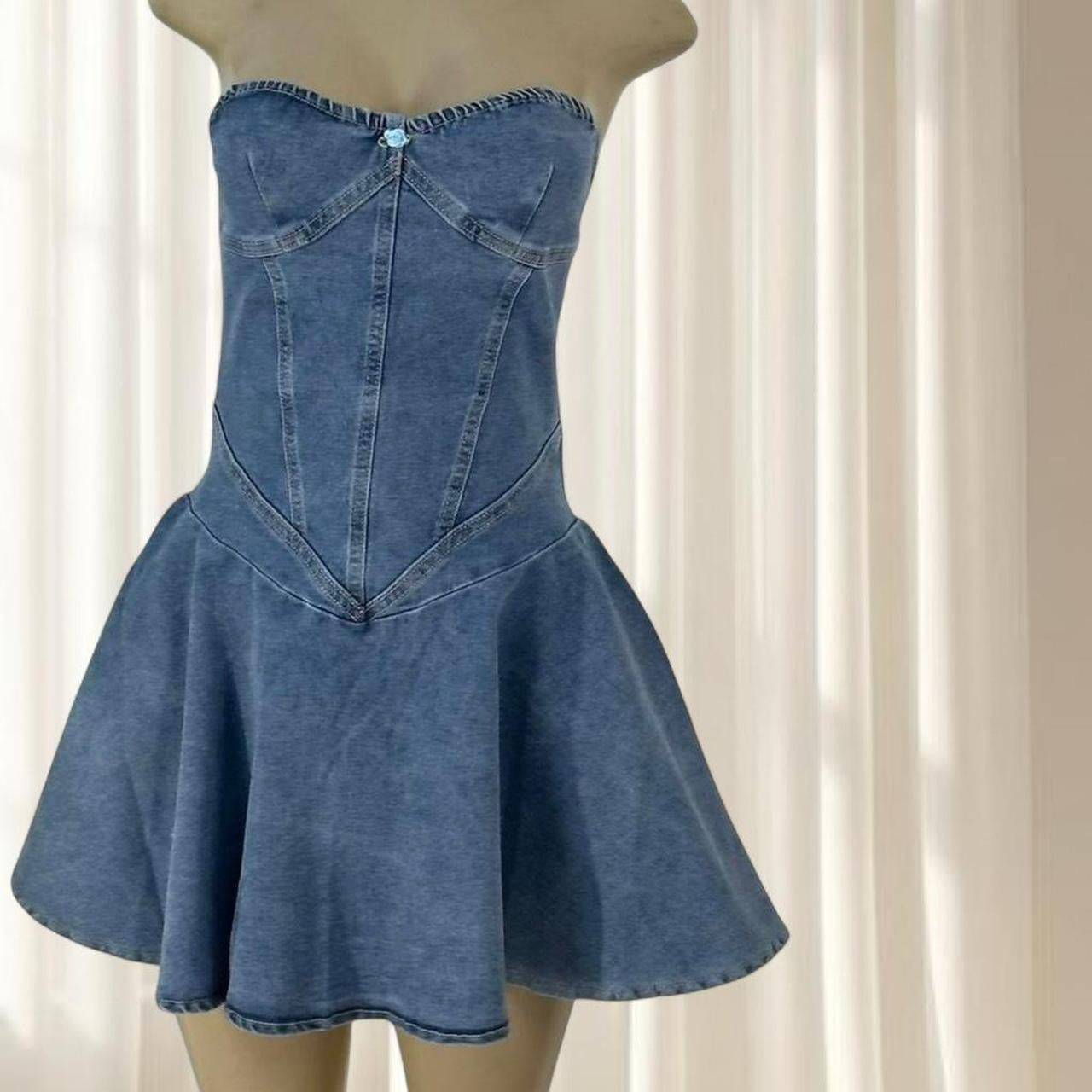 Strapless Denim Mini Dress