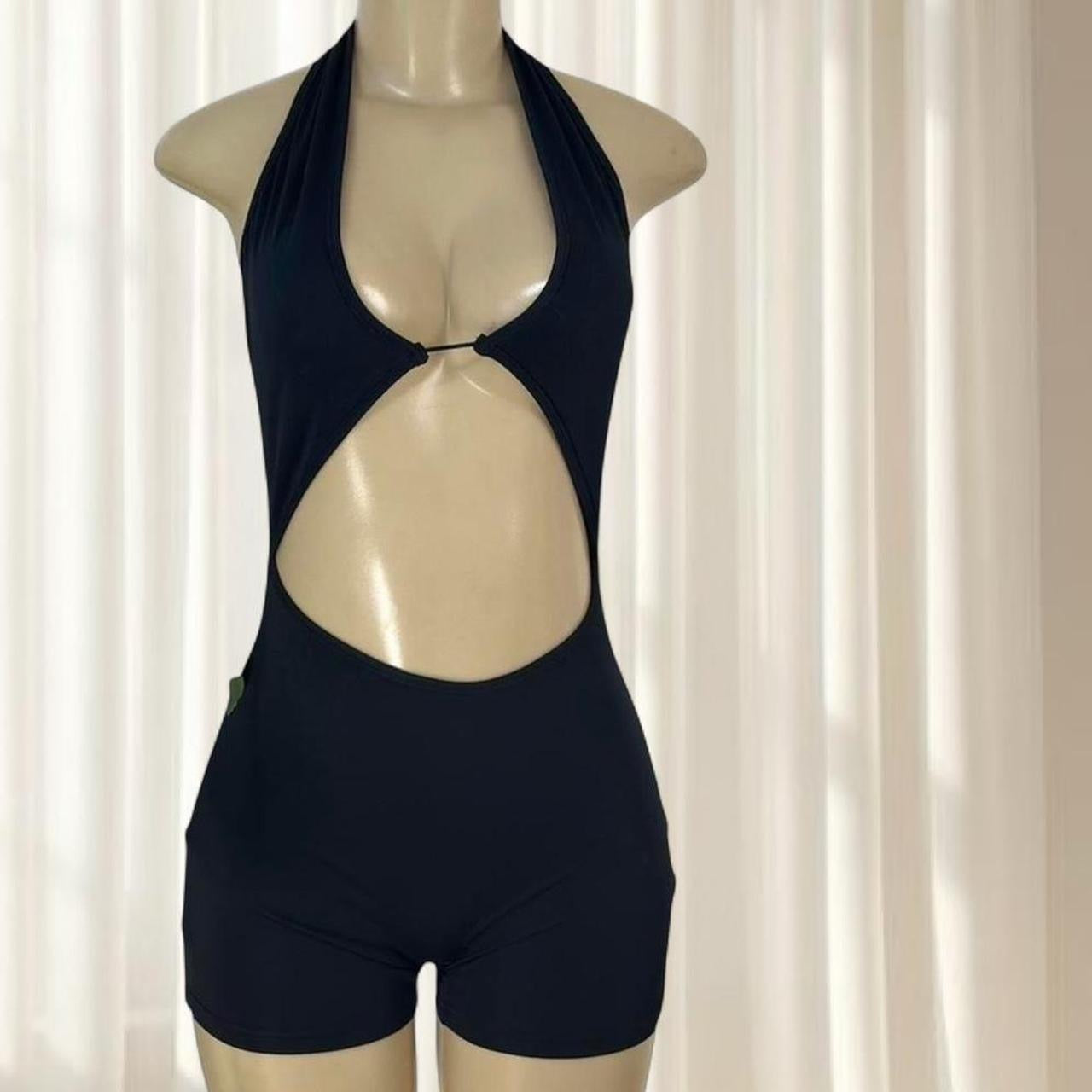 Chic Black Halter Cutout Romper