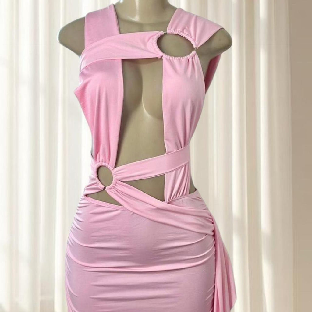 Pink Cut-Out Mini Dress