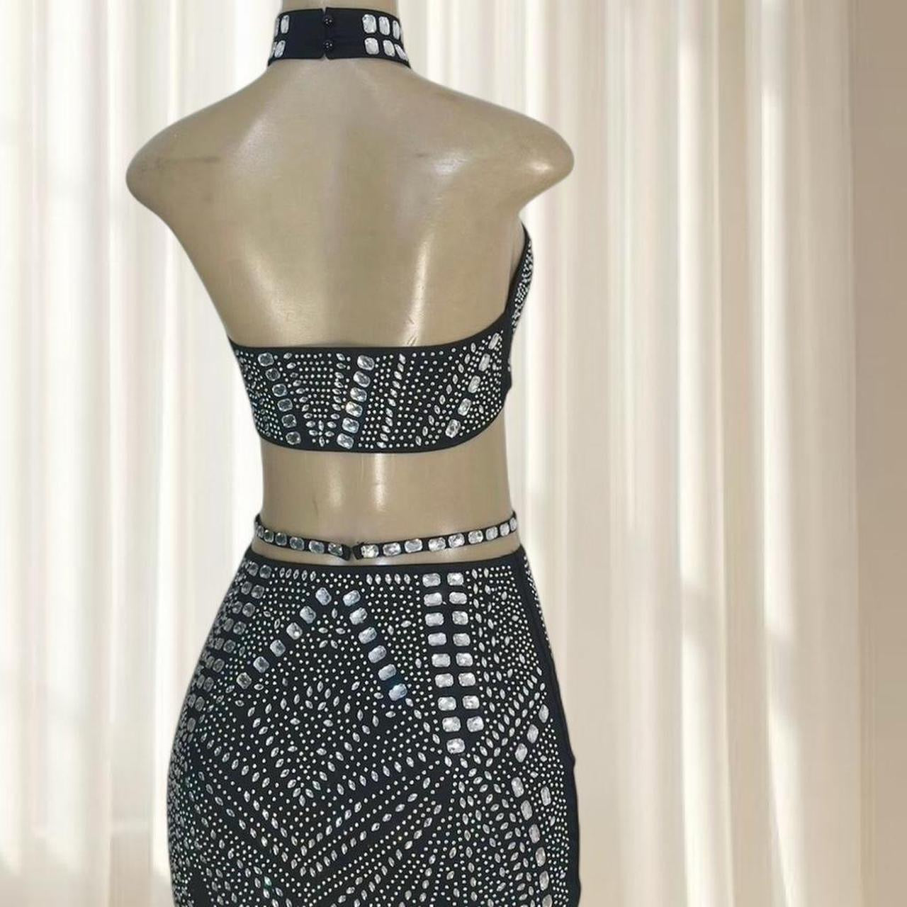 Black Rhinestone Two-Piece Set