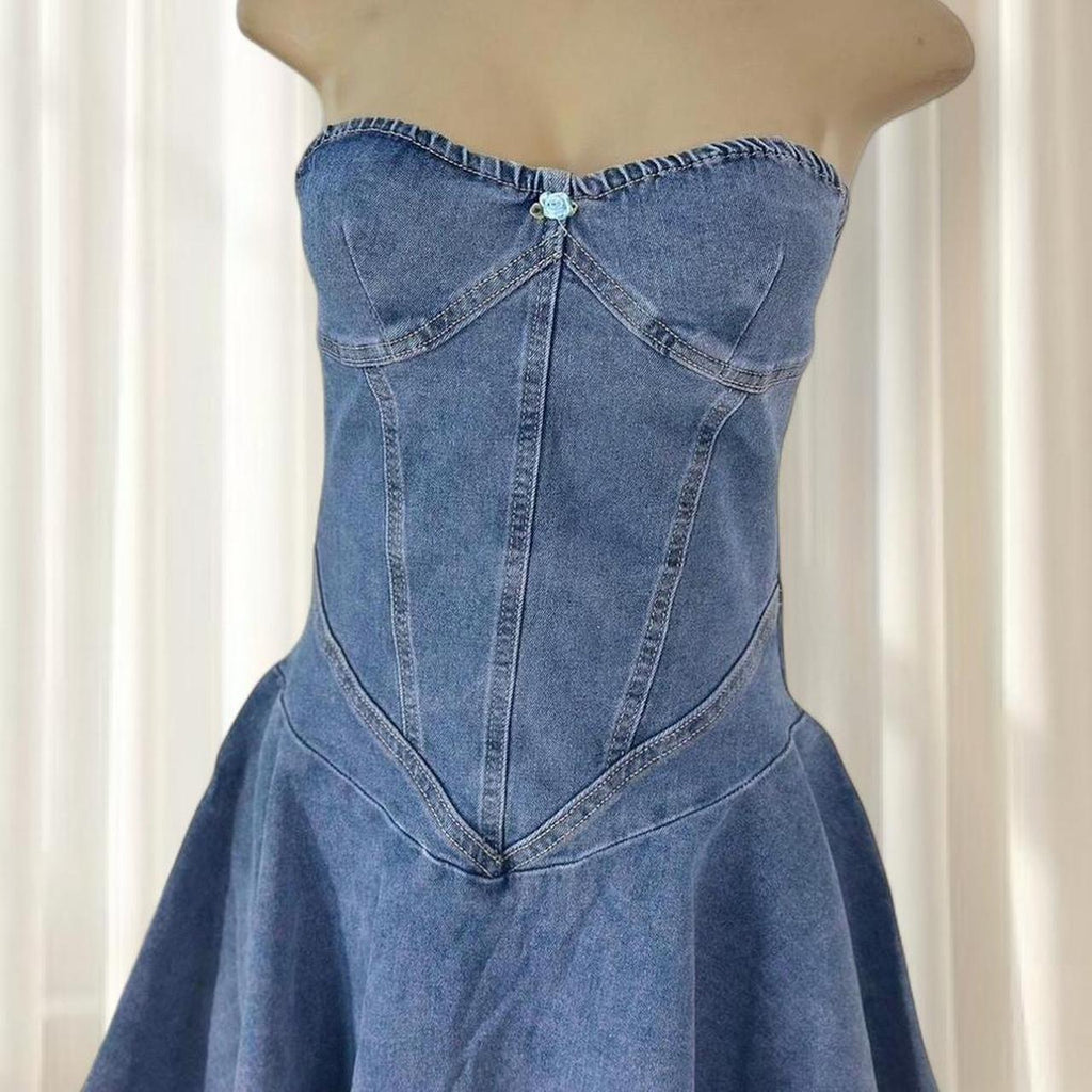 Strapless Denim Mini Dress