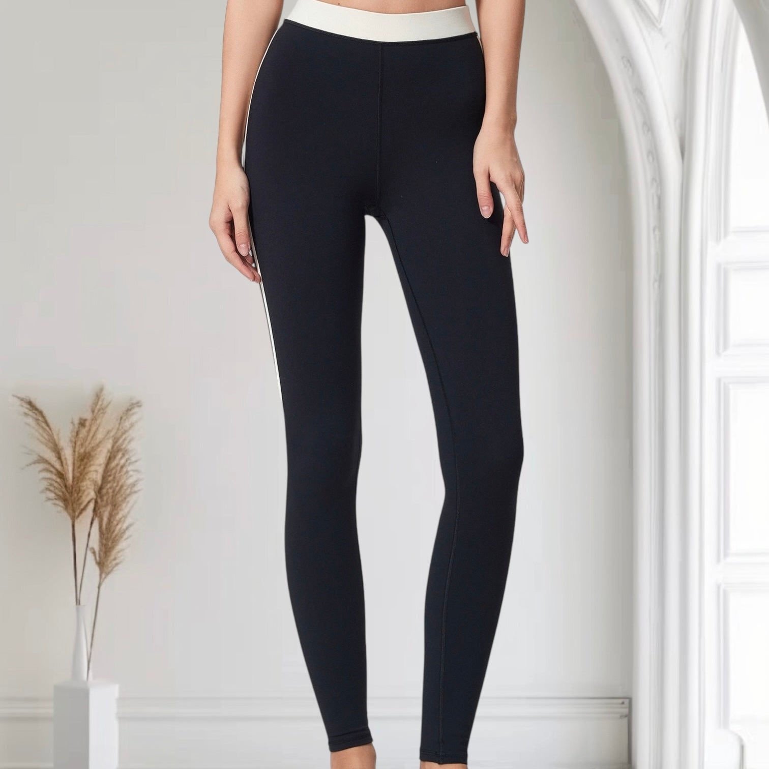 Contrast Trim Rib Knit Seamless Cami Top & Pants Set