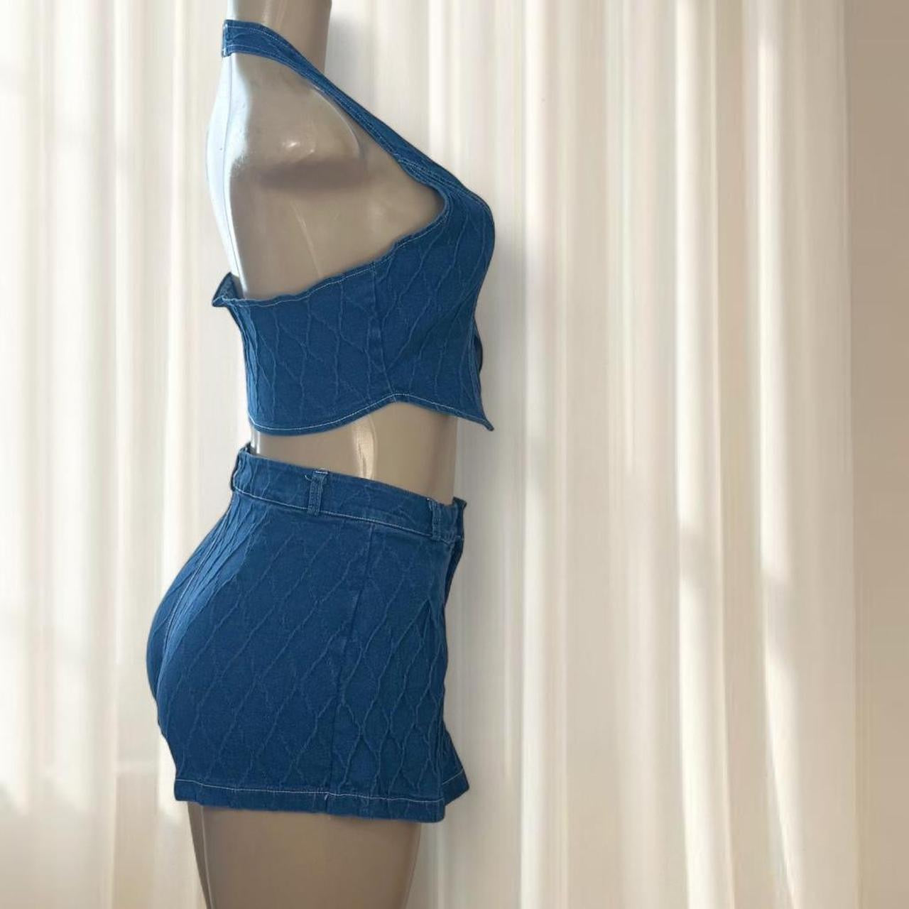 Denim Quilted Two-Piece Set