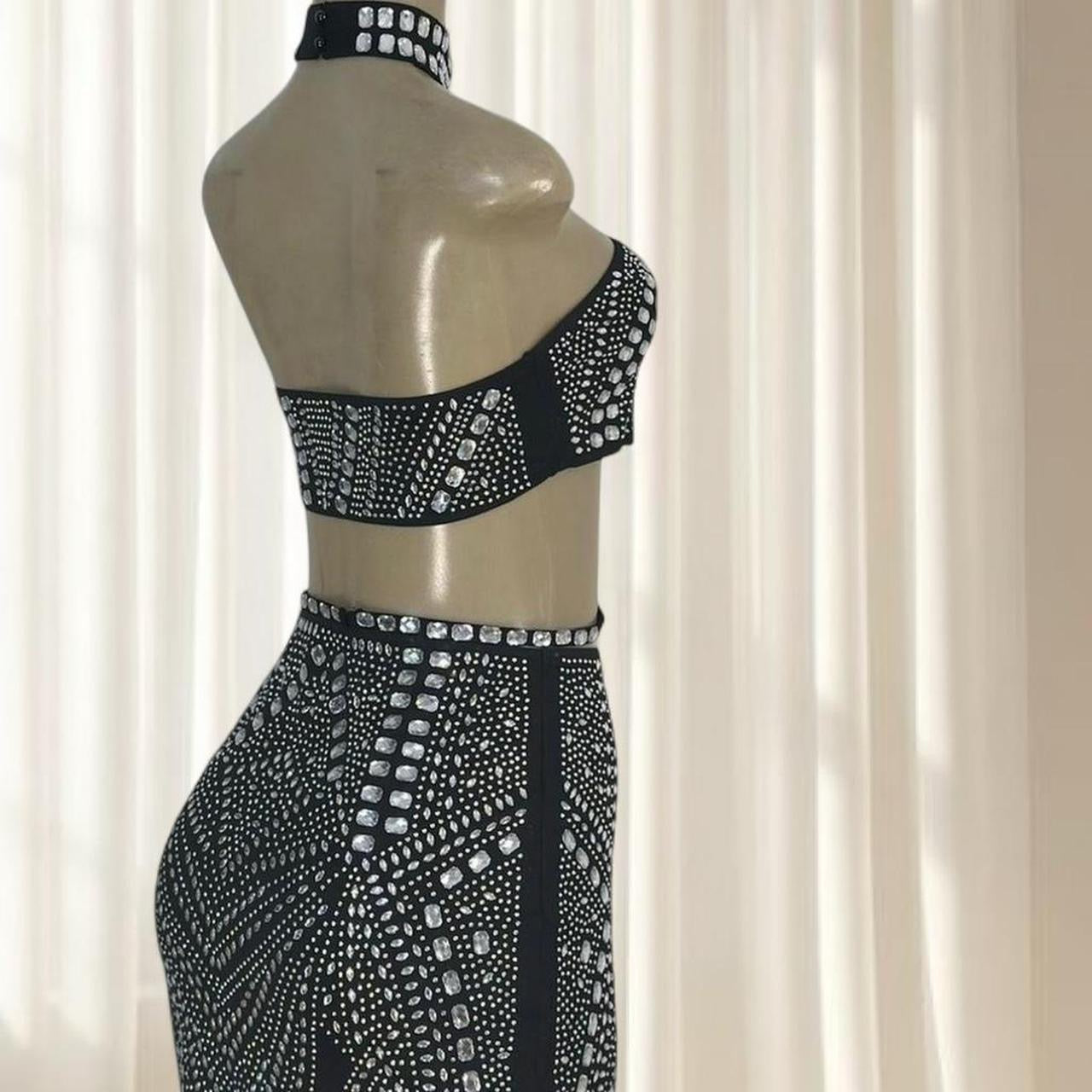 Black Rhinestone Two-Piece Set