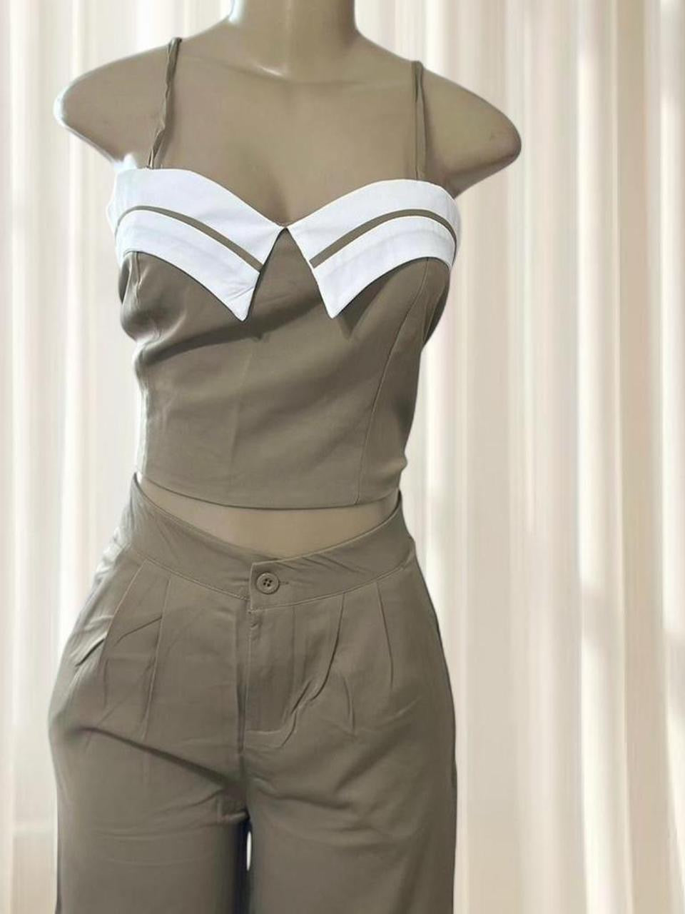Olive Green Chic Two-Piece Set