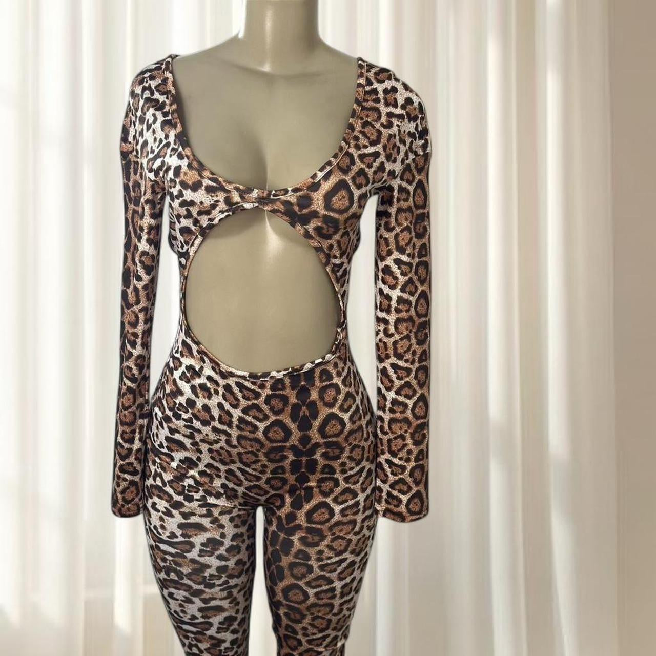 Leopard Print Cutout Jumpsuit