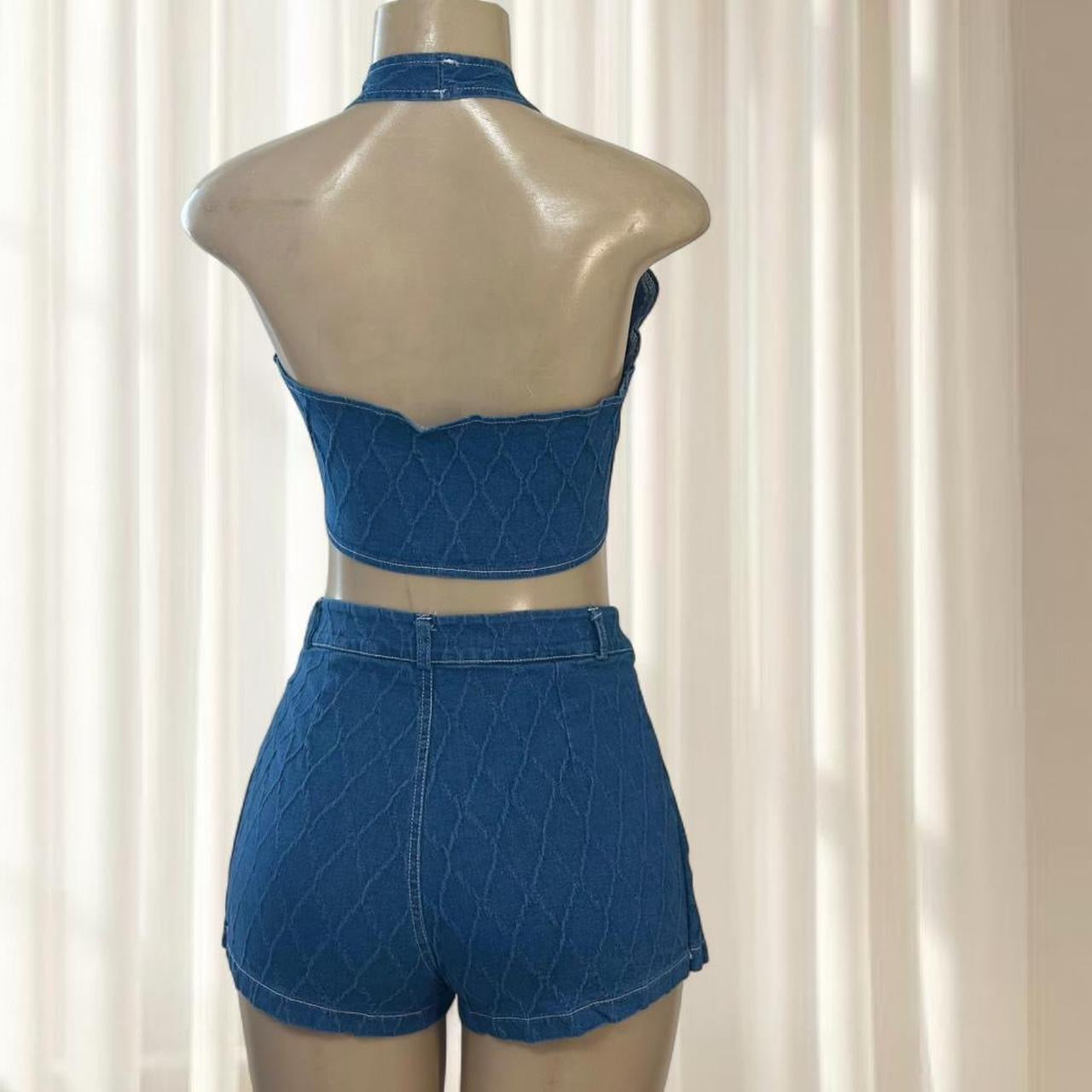 Denim Quilted Two-Piece Set