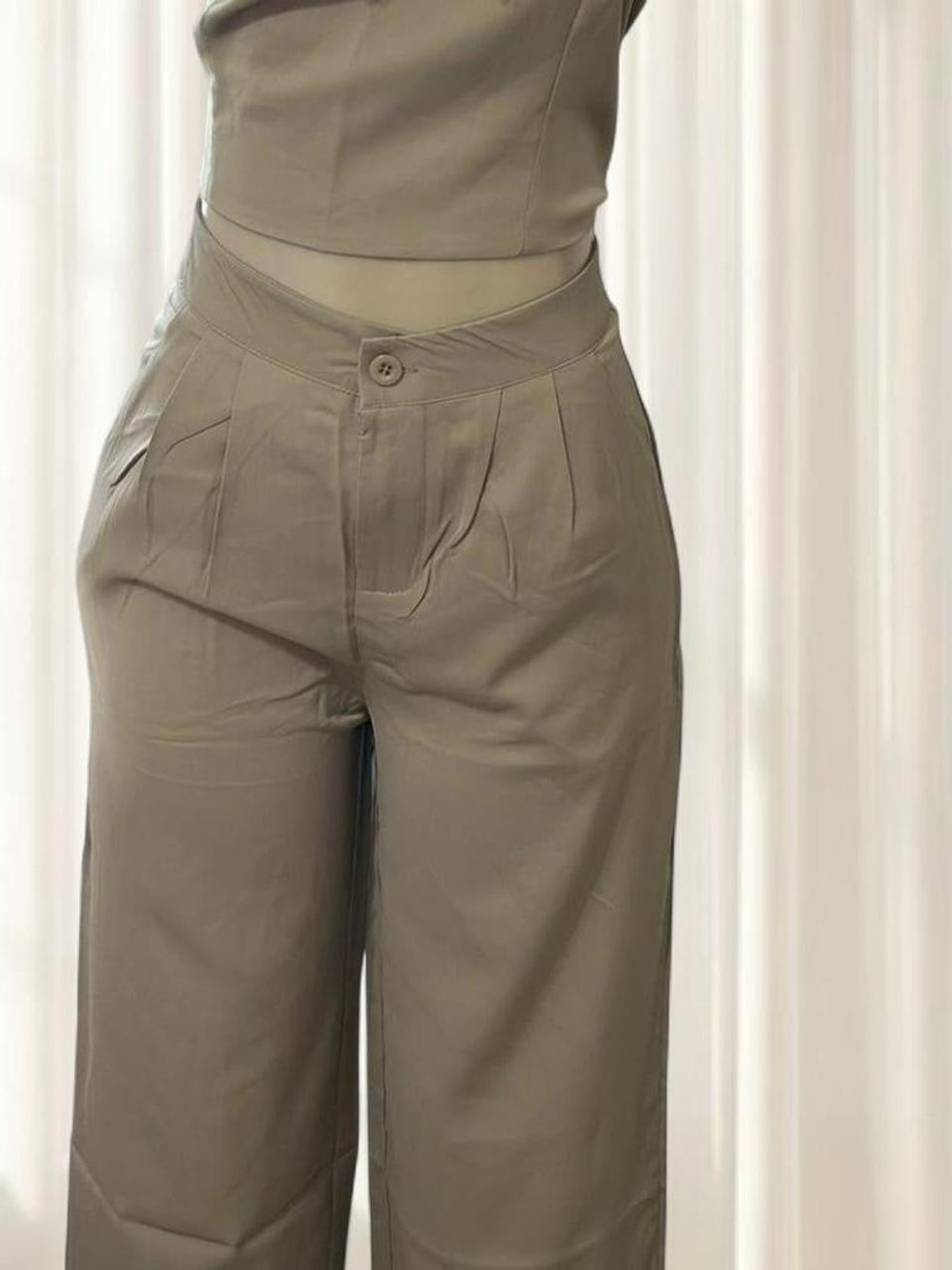 Olive Green Chic Two-Piece Set