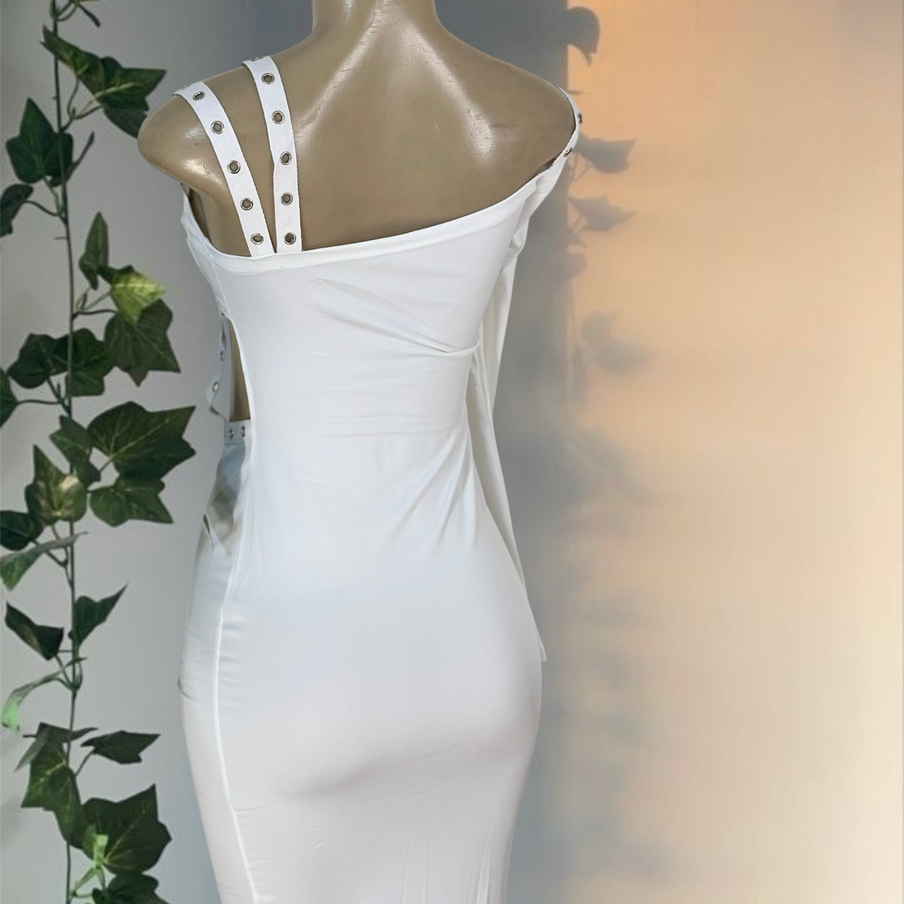 White Studded Cutout Maxi Dress