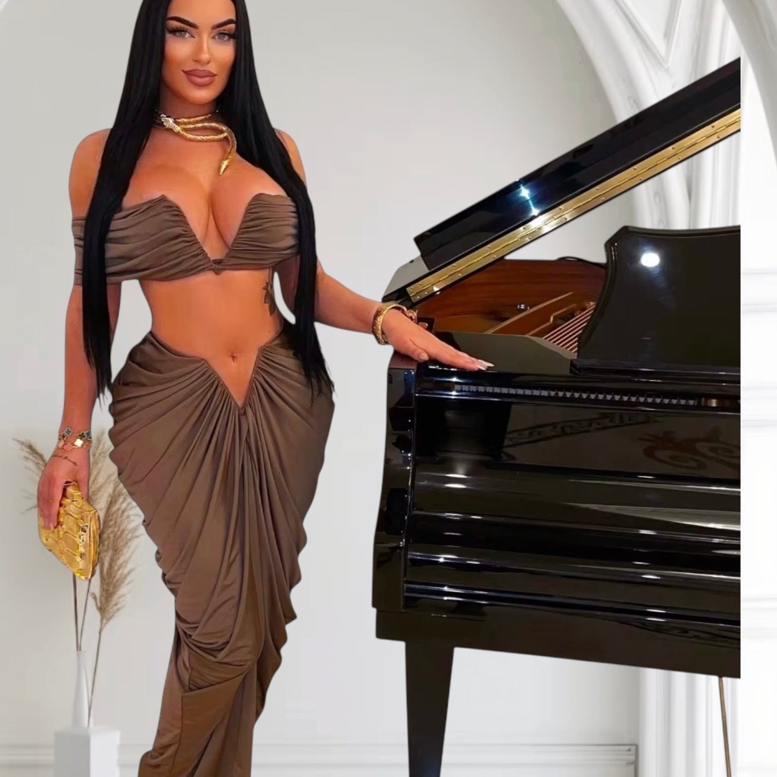 Strapless Ruched Skirt Set