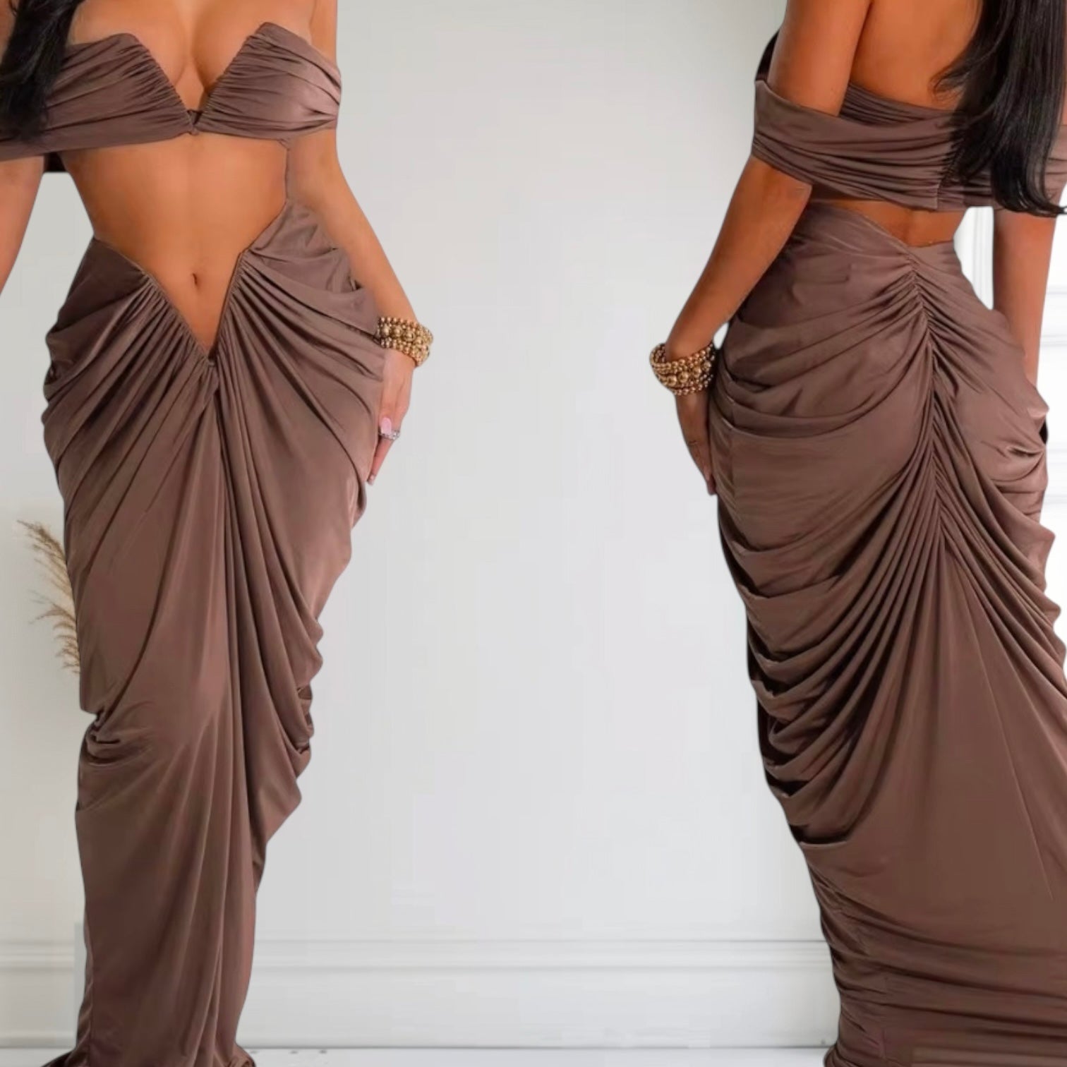 Strapless Ruched Skirt Set