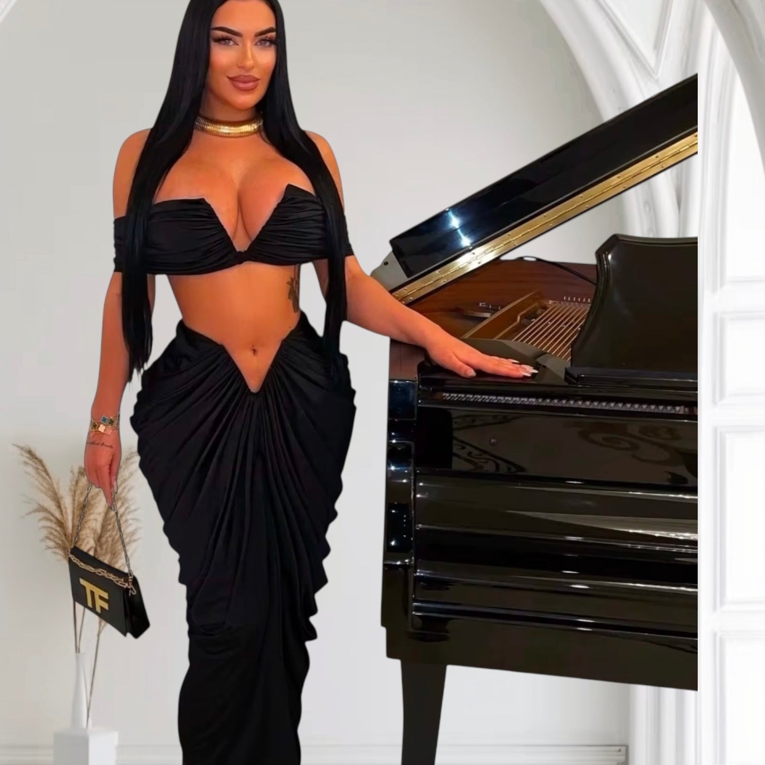 Strapless Ruched Skirt Set