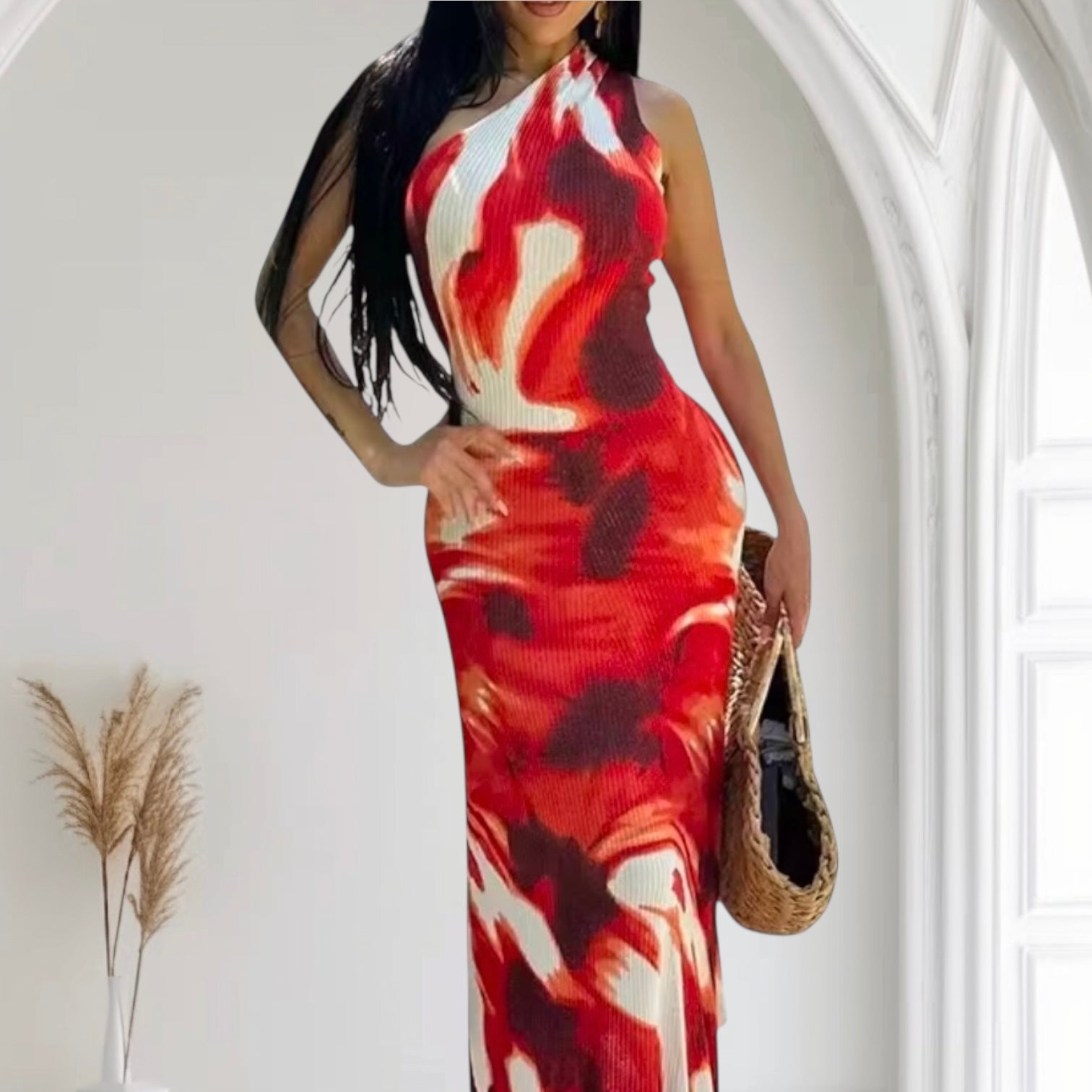 One Shoulder Midi Dress